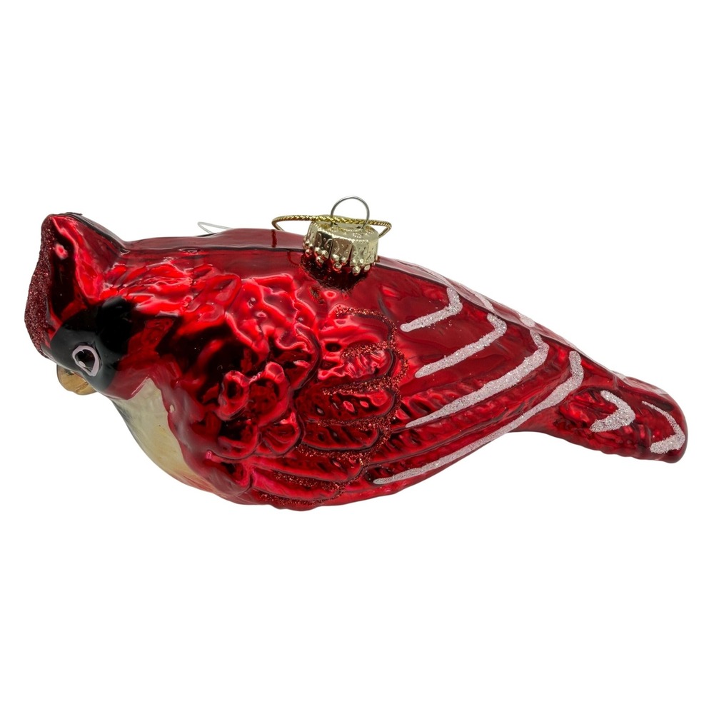 Robert Stanley Glass red Cardinal bird tree Christmas Ornament Glitter